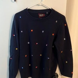 Kiel James Patrick navy blue flag sweater